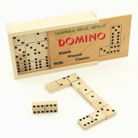 Dřevěné domino v bukové krabičce s přírodními kameny